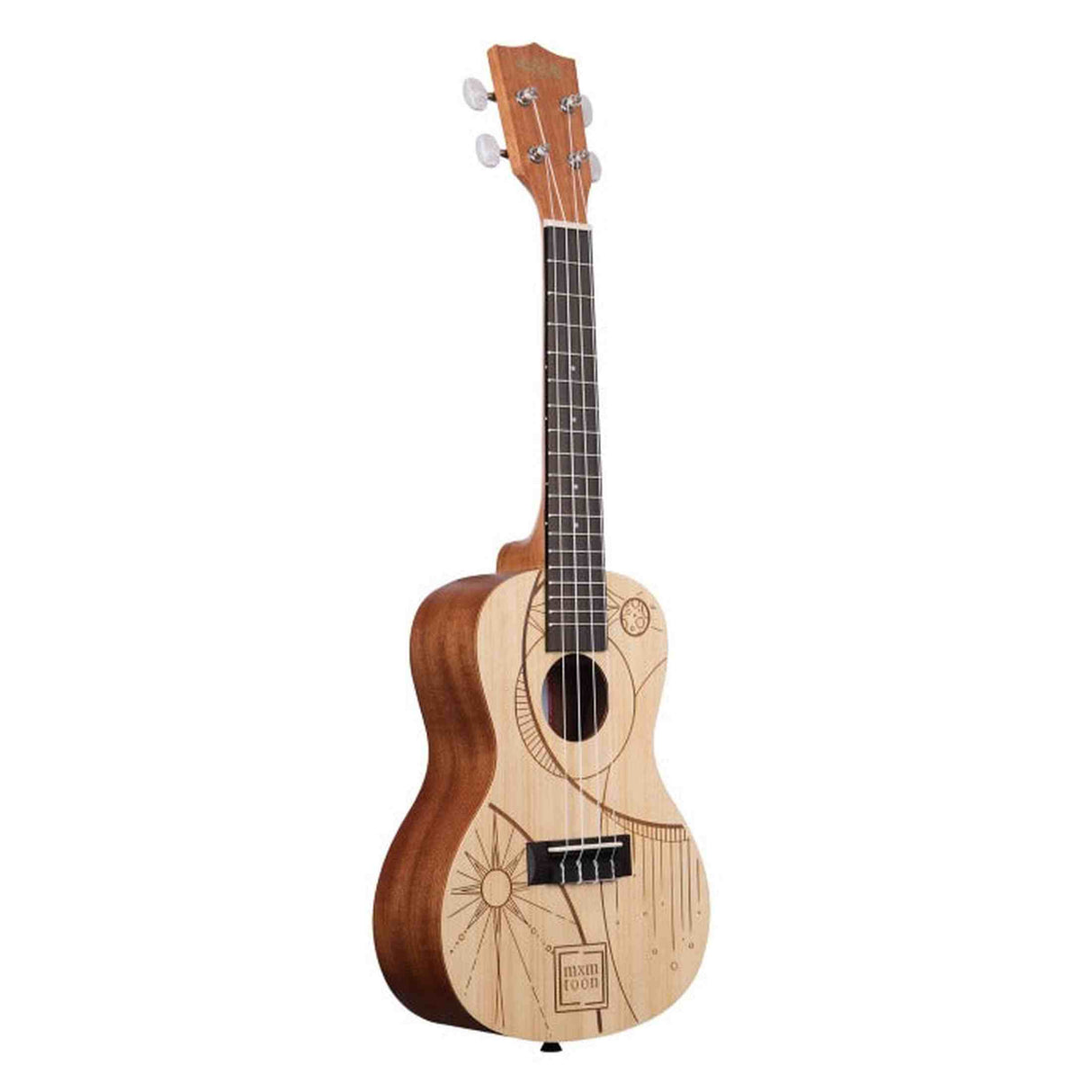 Kala mxmtoon Signature concert ukulele – Sparren bovenblad, mahonie, met custom gigbag