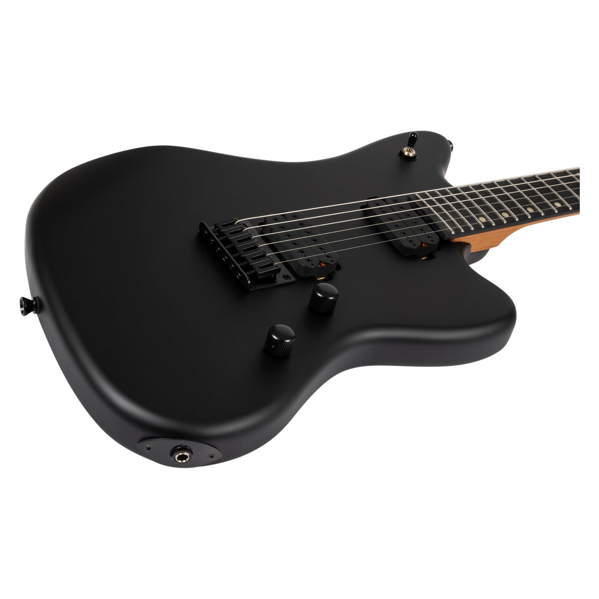 Spira J-400 MBK Offset Elektrische Gitaar HH Villain Humbuckers Roasted Poplar Ebony Tech Satin