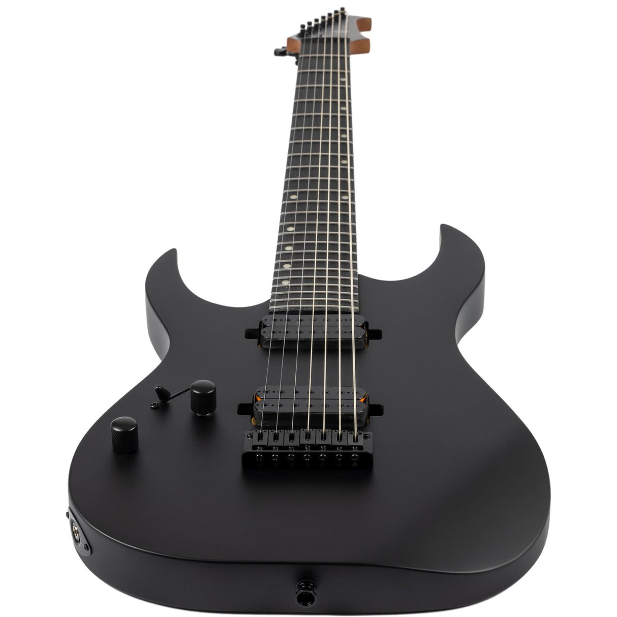 Spira S-407 MBK LH Linkshandige 7-String Elektrische Gitaar HH Villain Humbuckers Roasted Poplar Satin Black 26.5 inch