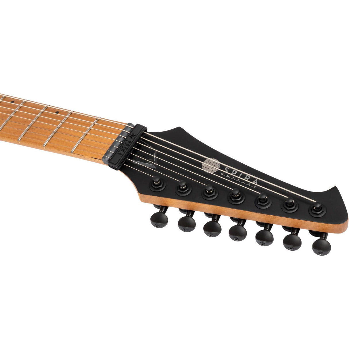 Spira S-607 ABK 7-snarige Elektrische Gitaar Swamp Ash Black met Stainless Steel Frets