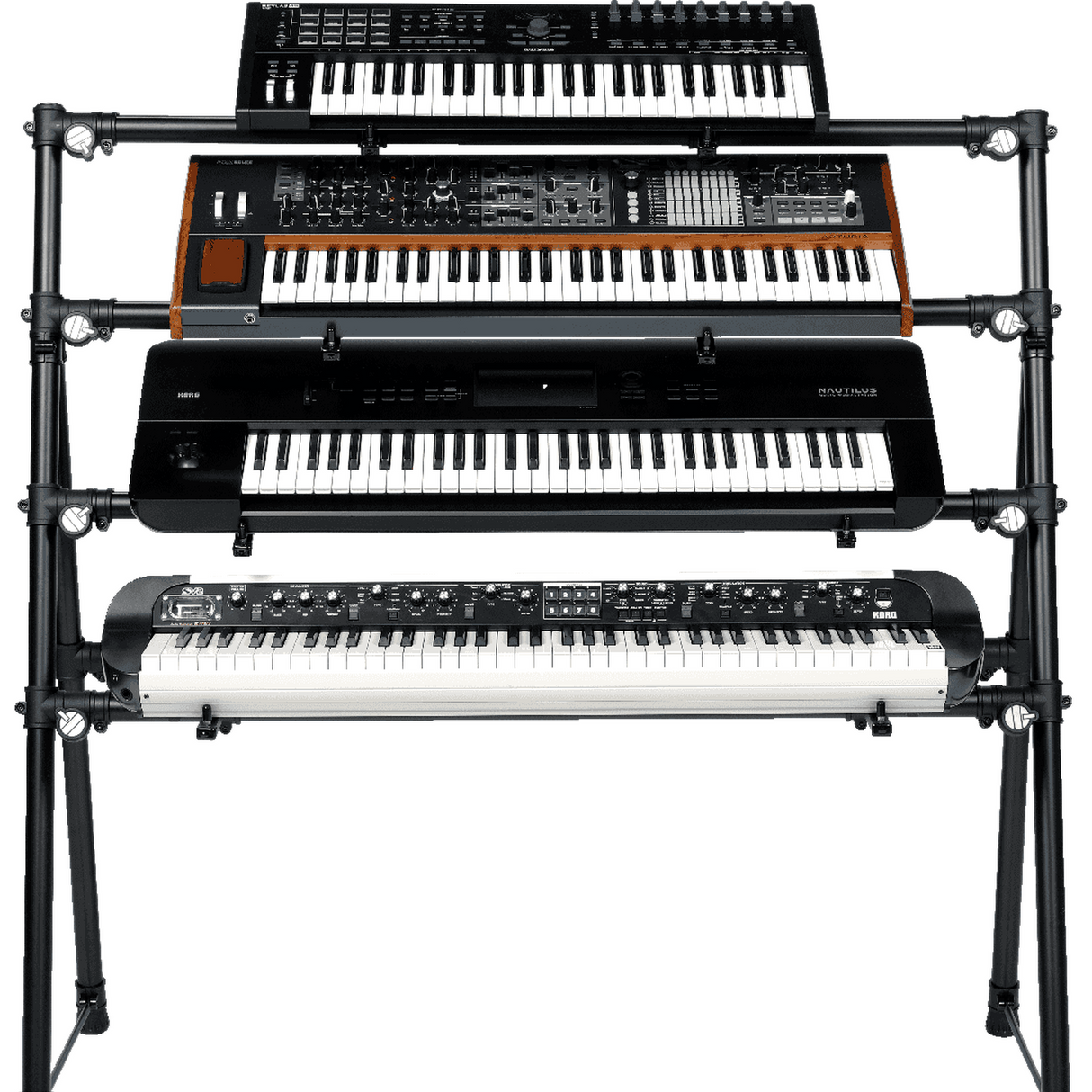 QUIKLOK MKS4 Keyboardstandaard – 4 keyboards, Staal/Aluminium, max. 131 cm Breed