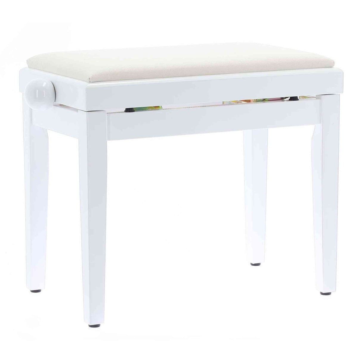 QUIKLOK PB010WH Piano Bank – Verstelbaar 480-570 mm, Fluwelen Zitting, Hoogglans Wit