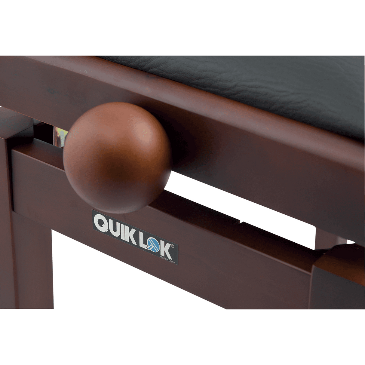 QUIKLOK PB100WNS Piano Bank – Verstelbaar 480-570 mm, Kunstleren Zitting, Mat Bruin