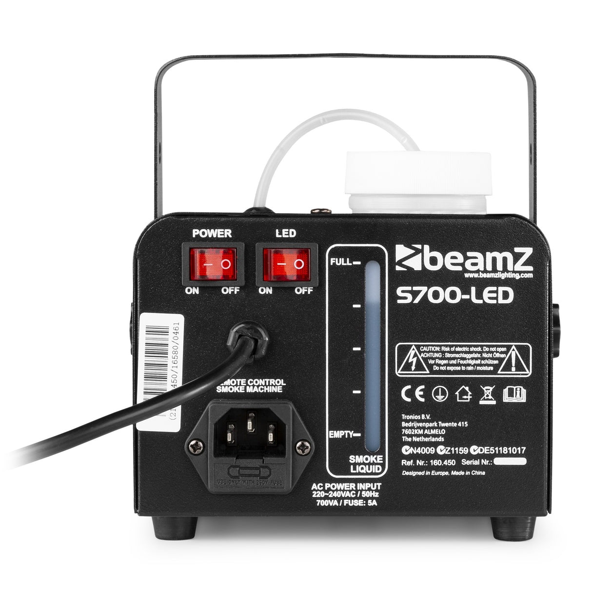 beamZ S700LED Rookmachine 700W met Blauw Ijs-Effect en LED-verlichting