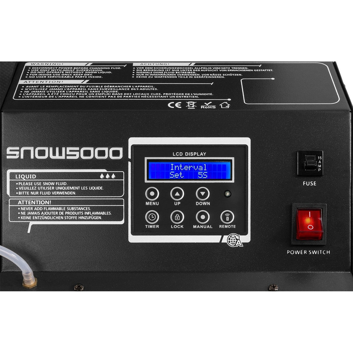 beamZ Pro SNOW 5000 Professionele Hoogvolume Sneeuwmachine met DMX – 20L Tank