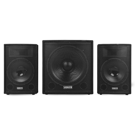 VONYX VX1218BT 1200W 2.1 Actieve Speakerset met 18 inch Subwoofer, Bluetooth 5.3 en 12 inch Satellieten