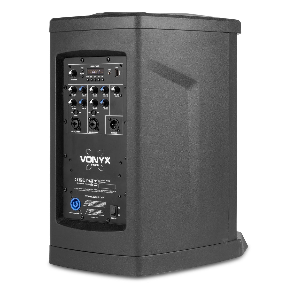 VONYX VX808 Kolom Geluidssysteem 320W met Bluetooth 5.0, USB Speler en Mixer