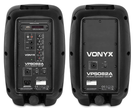 VONYX VPS082A 400W Actieve Speakerset met Bluetooth, USB/SD en 8 inch Woofers