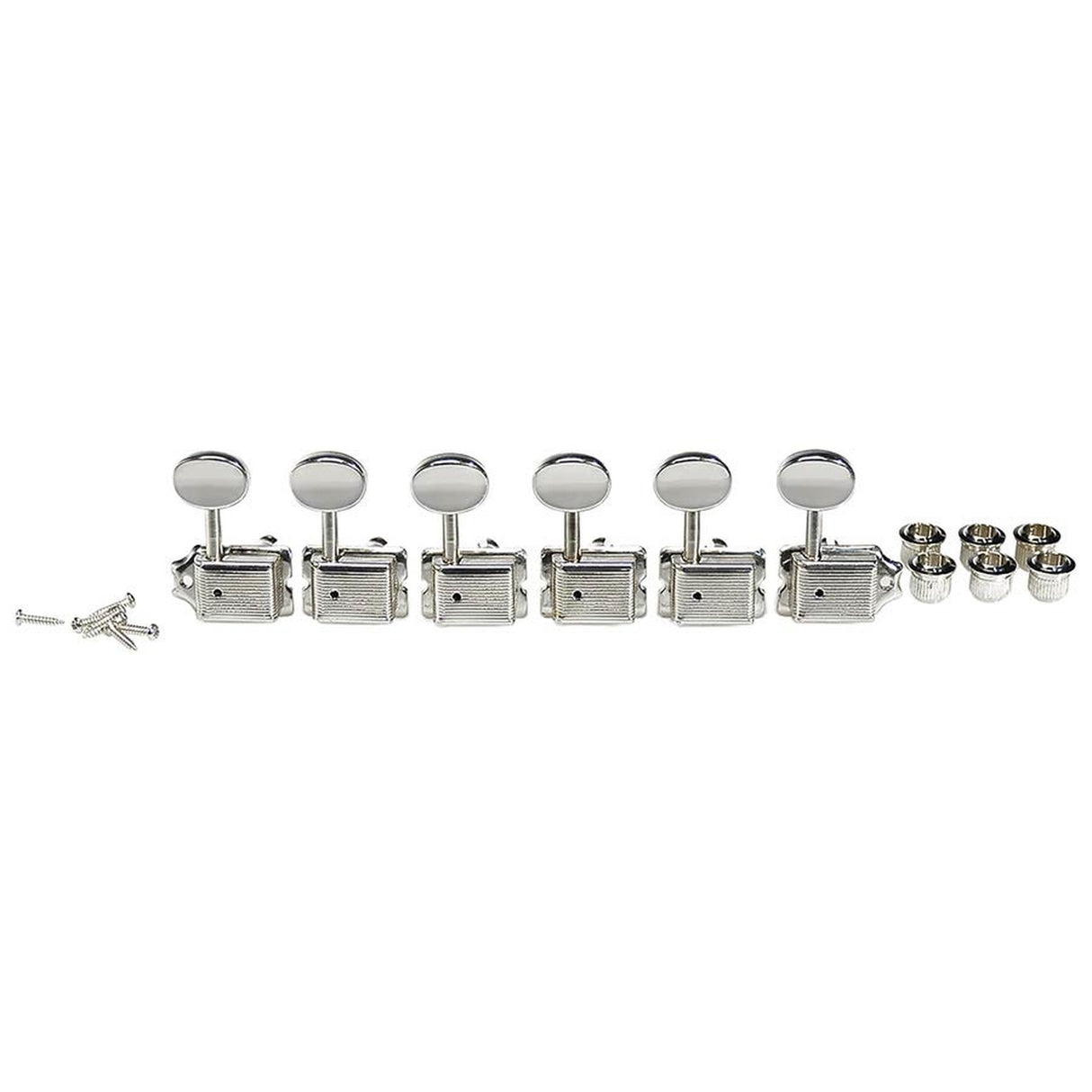 Boston 62-CL Stemmechanieken voor gitaar, chroom, 6x links, vintage style, metalen knoppen