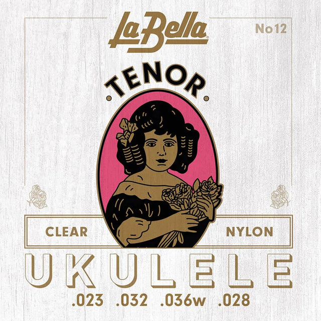 La Bella L-12 snaren set tenor ukulele, clear nylon, aluminum wound 3rd, 023-032-036W-028