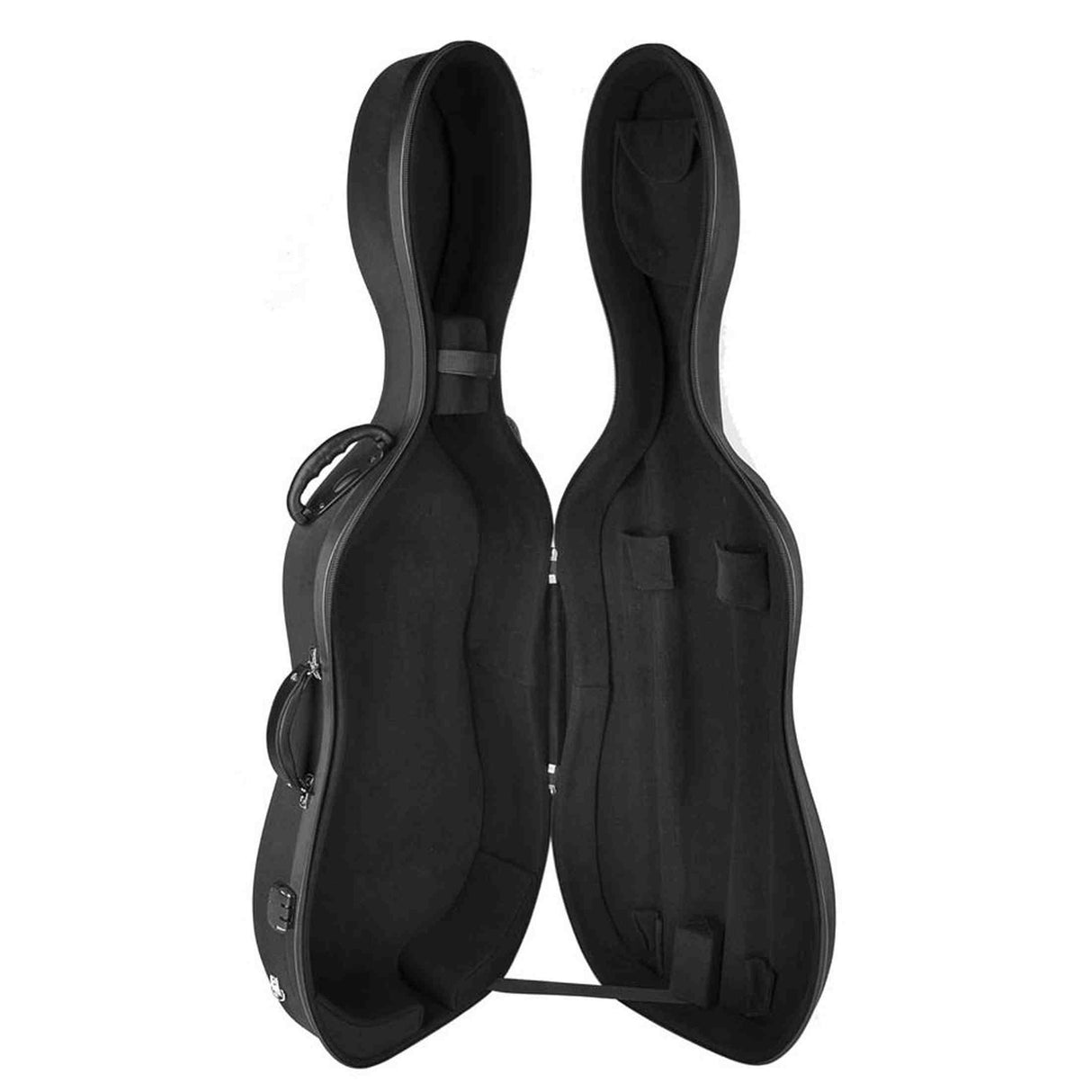 Leonardo CC-144-BK cellokoffer 4/4 gevormd zwart met slot en 2 riemen