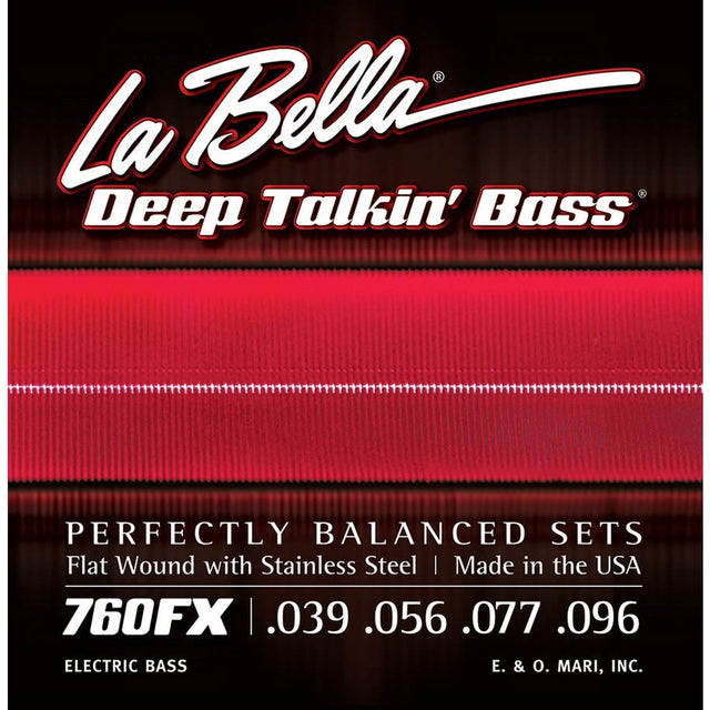La Bella L-760FX snaren set elektrisch bass, stainless steel flatwound, extra light, 039-056-077-096