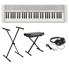 Casio CT-S1WE Casiotone Keyboard Set Wit met 61 Aanslaggevoelige Toetsen, Standaard, Kruk en Hoofdtelefoon