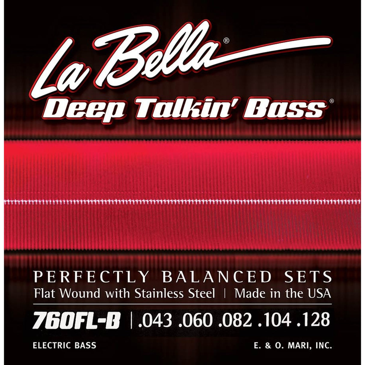 La Bella L-760FLB snaren set elektrisch bass, stainless steel flatwound, light, 043-060-082-104-128