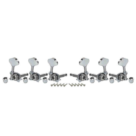 Wilkinson WJ-28N/CR Stemmechanieken voor gitaar, open geared, 3x links + 3x rechts, chroom, ratio 1:19