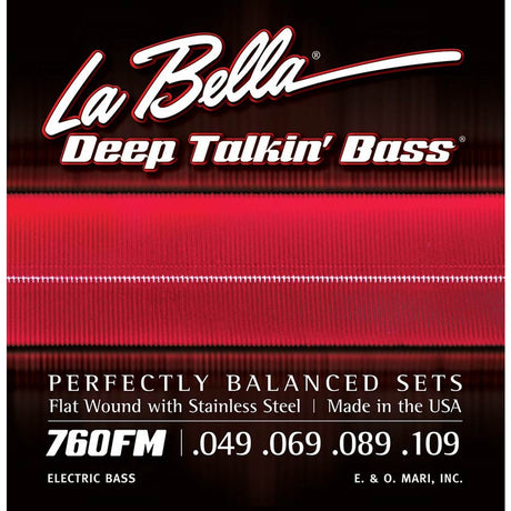 La Bella L-760FM snaren set elektrisch bass, stainless steel flatwound, medium, 049-069-089-109