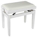 Boston PB1/3040 pianobank – verstelbare zitting, hoogglans wit met witte velours bekleding