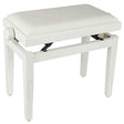 Boston PB1/3540 pianobank – verstelbare zitting, mat wit met witte velours bekleding