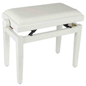 Boston PB1/3540 pianobank – verstelbare zitting, mat wit met witte velours bekleding