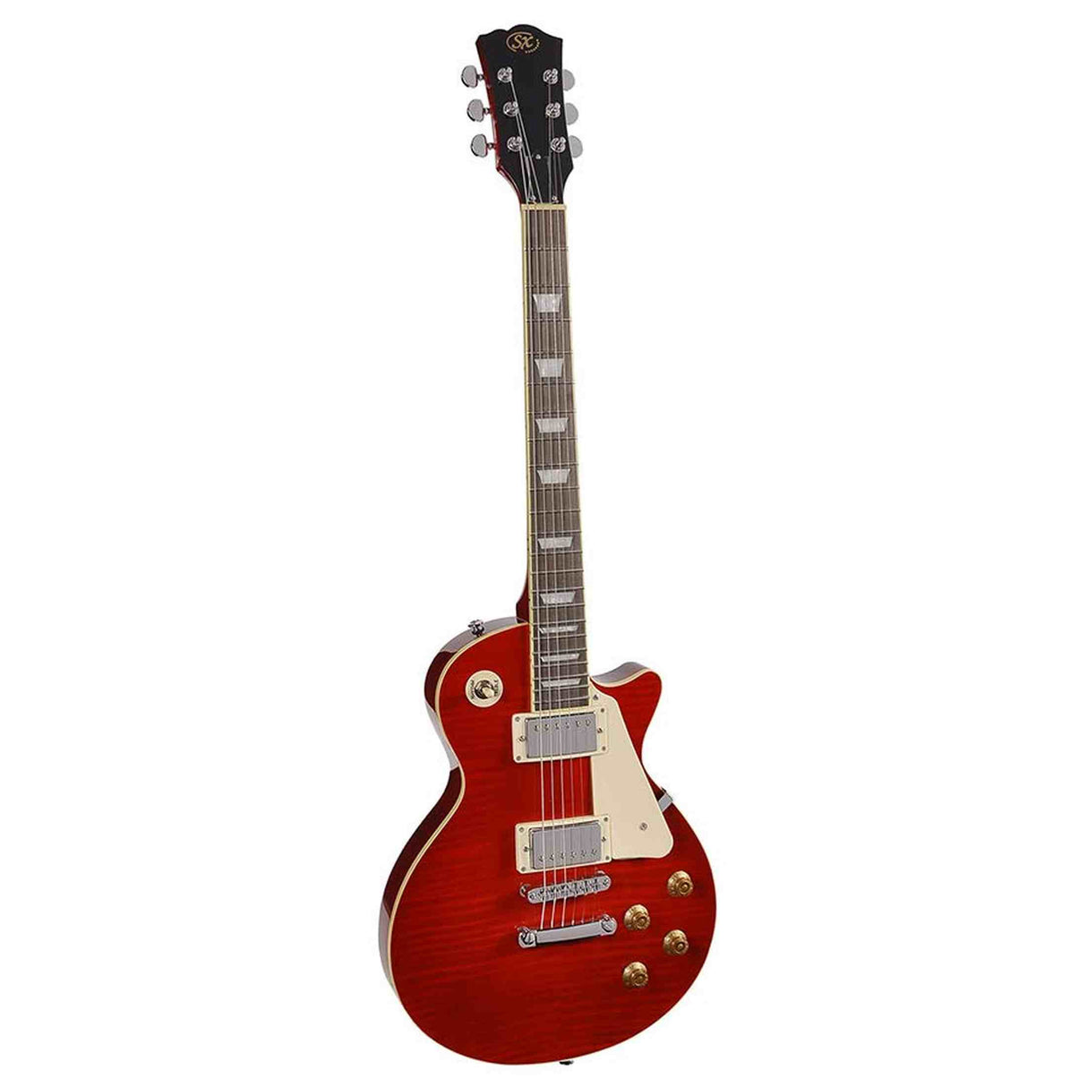 SX EF3D-TWR elektrische gitaar – LP Standard stijl, 2 humbuckers, mahonie/esdoorn, Transparent Wine Red