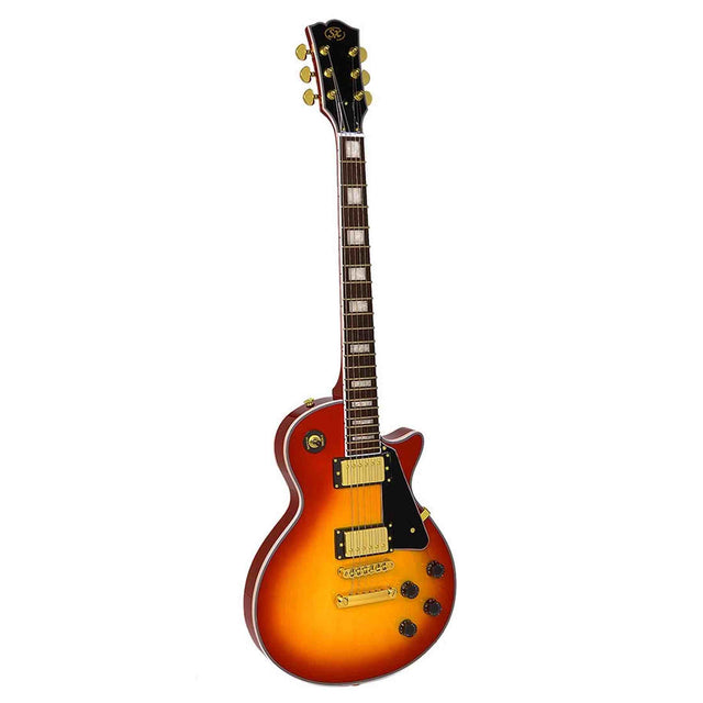 SX EH3-CS elektrische gitaar – LP Custom stijl, 2 humbuckers, mahonie/esdoorn, Cherry Sunburst + gouden hardware