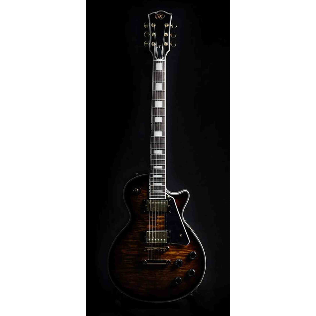 SX EH3D-DS elektrische gitaar – LP Custom stijl, 2 humbuckers, mahonie/esdoorn, Desert Sunburst