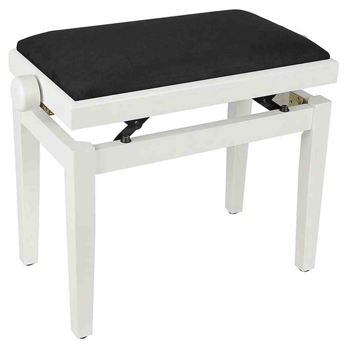 Boston PB1/3520 pianobank – verstelbare zitting, mat wit met zwarte velours bekleding