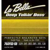 La Bella L-760FGS-CB snaren set elektrisch 6-snaar bass, gold flats, 029-045-065-085-105-128 long scale