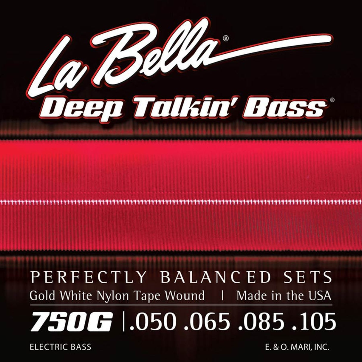 La Bella L-750G snaren set elektrisch bass, gold white nylon tape wound, light, 050-065-085-105