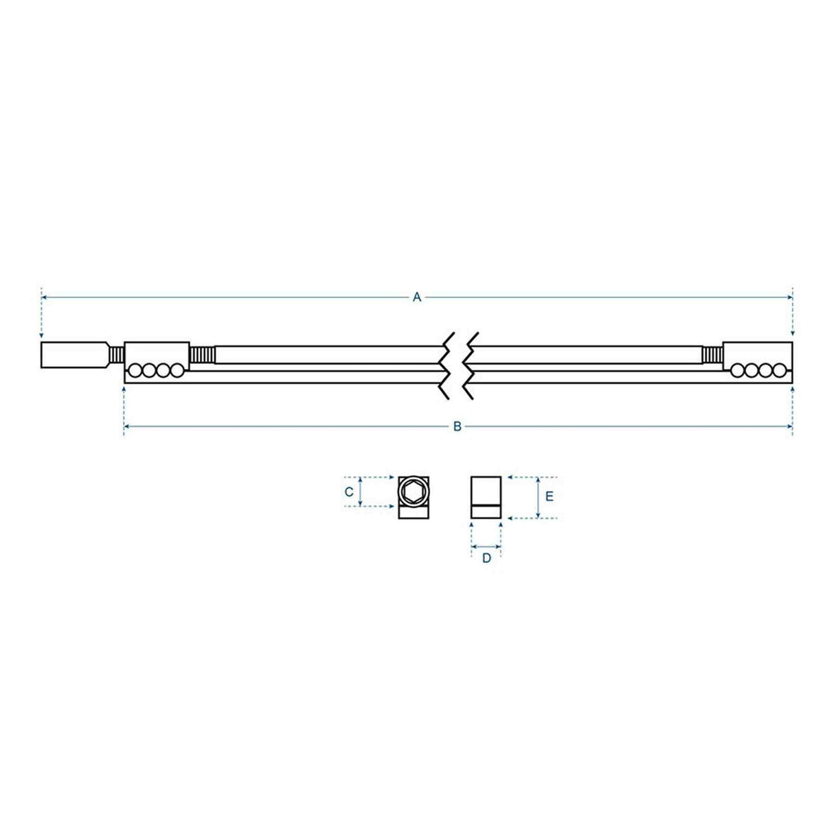 Boston TRD-630-4 Double Action Truss Rod 630 mm 6x9 mm 4 mm Inbus voor Basgitaar