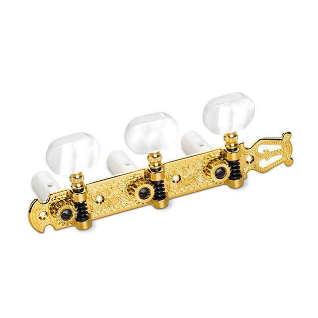 Schaller 1034056331 Lyra Stemmechanieken Goud met Witte Acryl Knoppen en Witte Snaarrollen