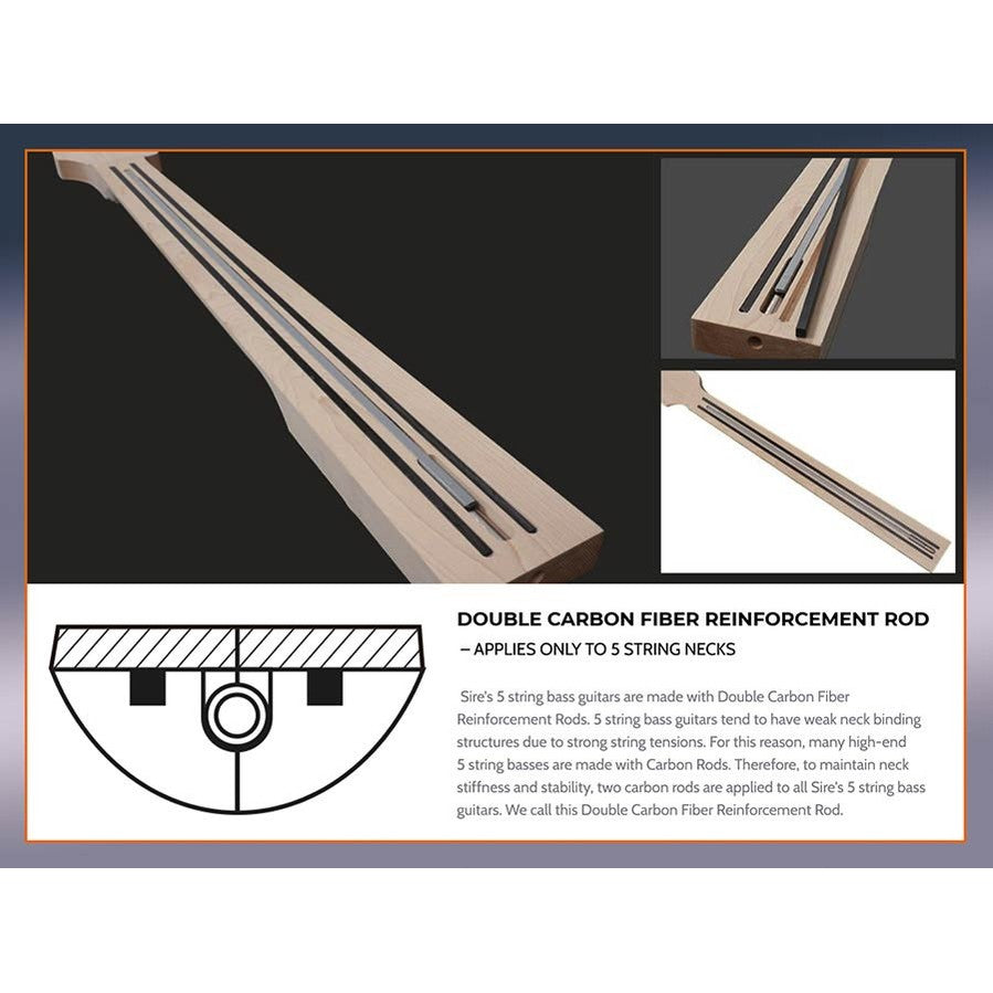 Sire M7+ A5/BRS Marcus Miller 5-Snarige Basgitaar Brown Burst