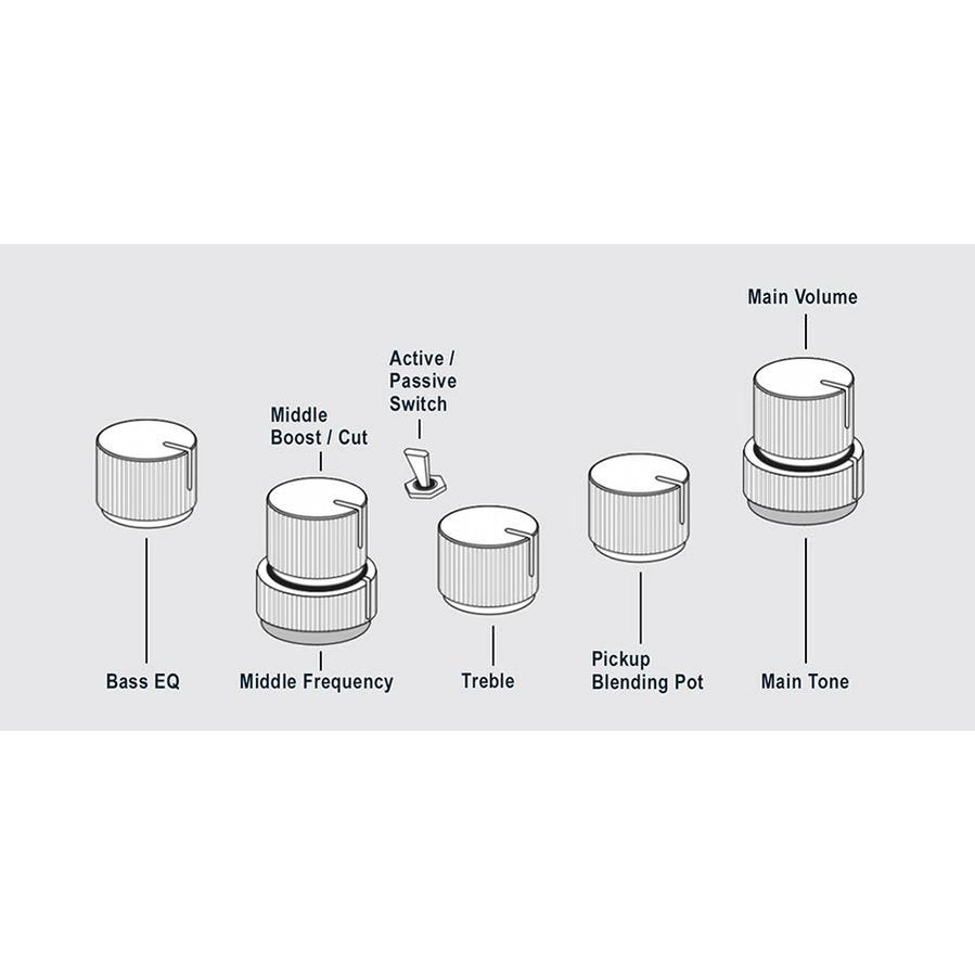 Sire P7+ A5F/BK Marcus Miller 5-snarige fretless basgitaar Black