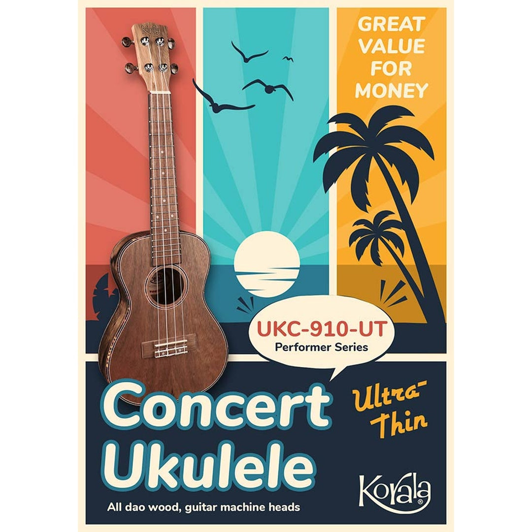 Korala UKC-910-UT bundel Naturel Performer Series Concert ukulele