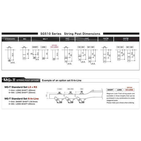 Gotoh GTH14304 SGL510 stemmechanieken met L5 knoppen, 3L3R, goud