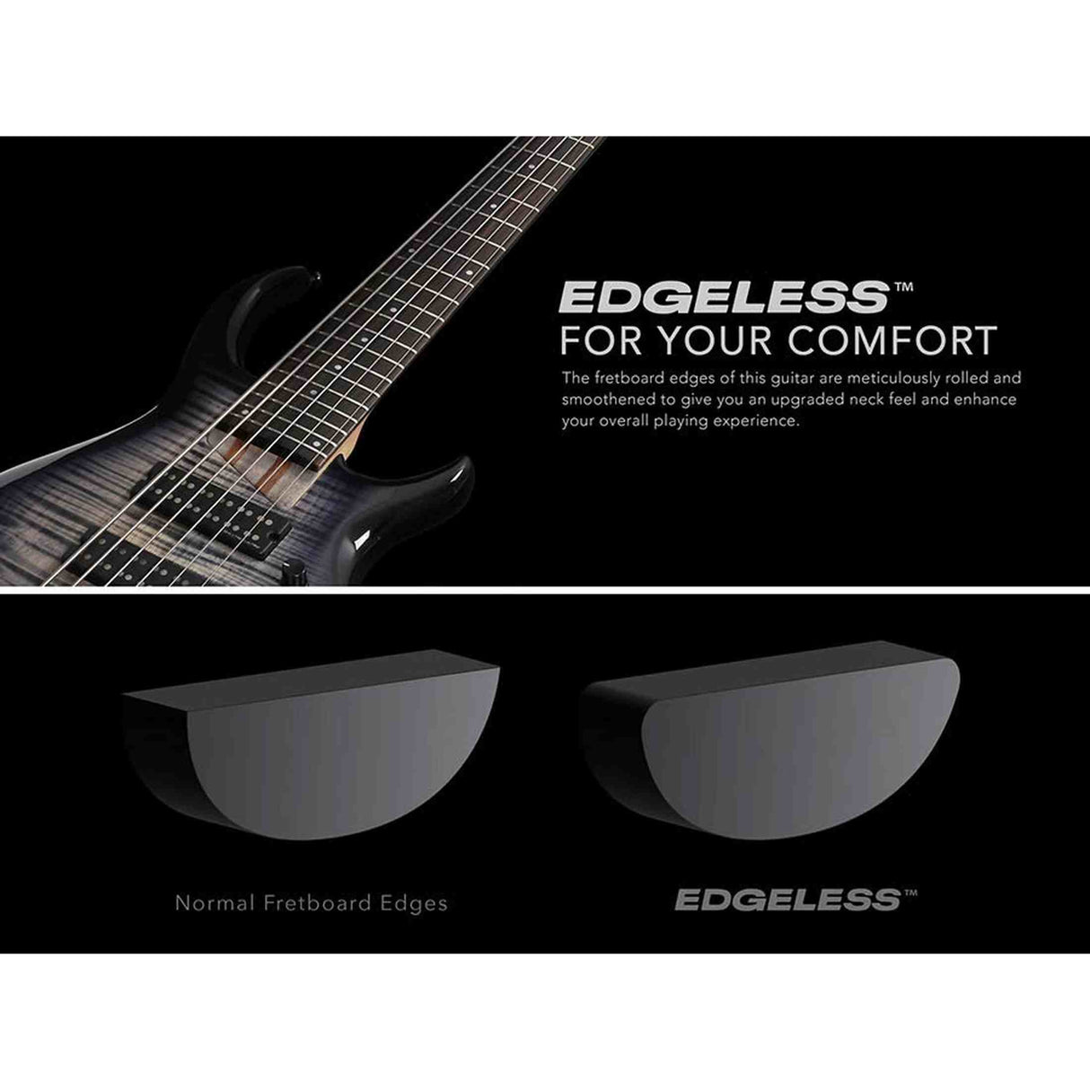 Sire M7+ A6/TBK Marcus Miller 6-snarige basgitaar, swamp ash met flame maple top, 35 inch, Heritage-3 preamp, Transparent Black