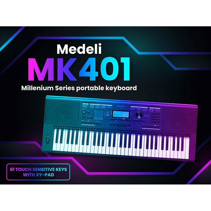 Medeli MK401 Keyboard – 61 Aanslaggevoelige Toetsen met Sampler en 600 Klanken