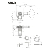 Gotoh GB-528/4L machine heads for bass guitar, 4x left, 1:26 ratio, lightweight resolite, nickel