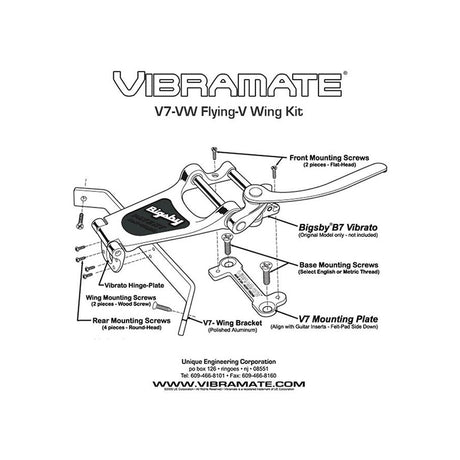 Vibramate V7-VW voor Bigsby B7 op Flying V-gitaren