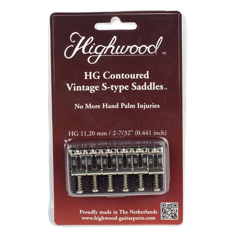 Highwood HG112-NI Contoured Vintage S-Style Brugzadels 11,2 mm – Nickel Set van 6