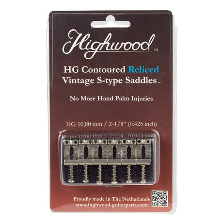 Highwood HG108-NIR Contoured Vintage S-Style Brugzadels 10,8 mm – Nickel Relic Set van 6