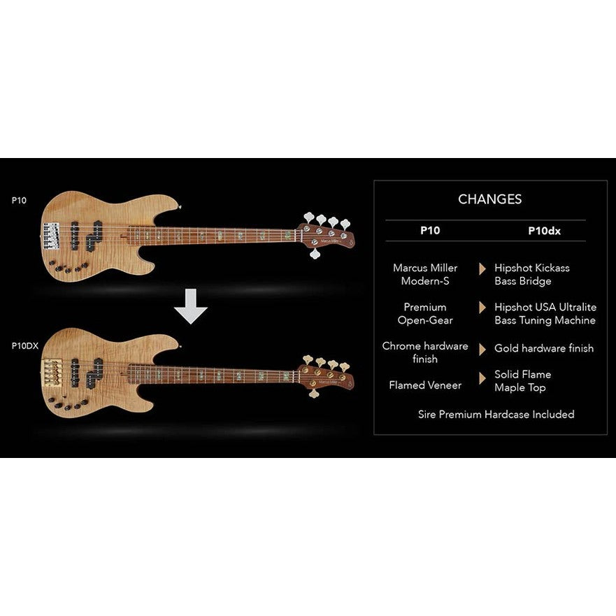 Sire P10 DX5/TS Marcus Miller 5-snarige actieve basgitaar Tobacco Sunburst