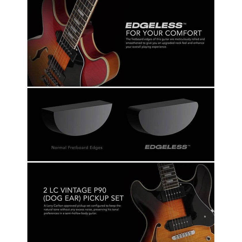 Sire Guitars H7V/VS Elektrische archtop gitaar met P90s vintage sunburst