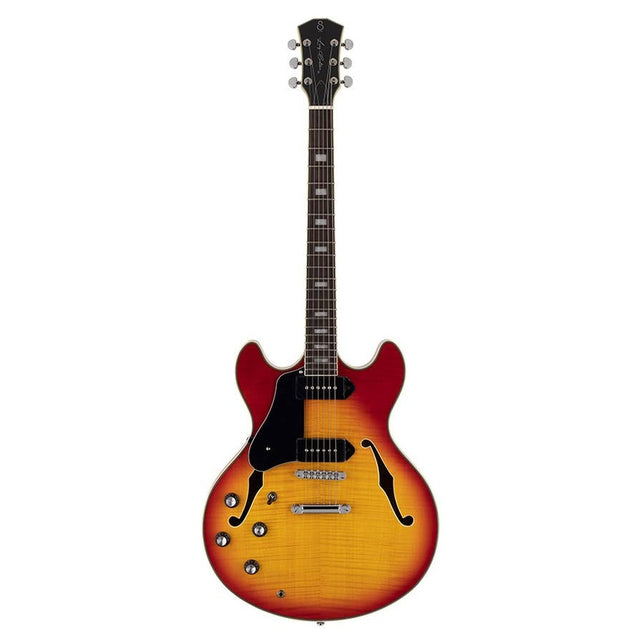 Sire Guitars H7VL/CS Linkshandige elektrische archtop gitaar met P90s cherry sunburst