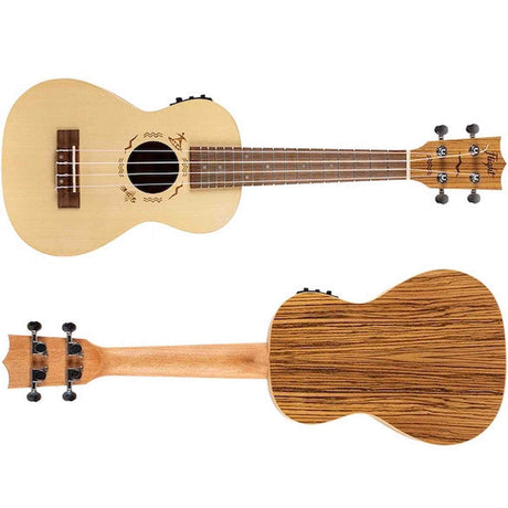 Flight DUC525 EQ SP/ZEB Elektrisch-Akoestische Concert Ukulele met Solid Spruce Top, Zebrawood Body, Pickup en Aquila Super Nylgut Snaren