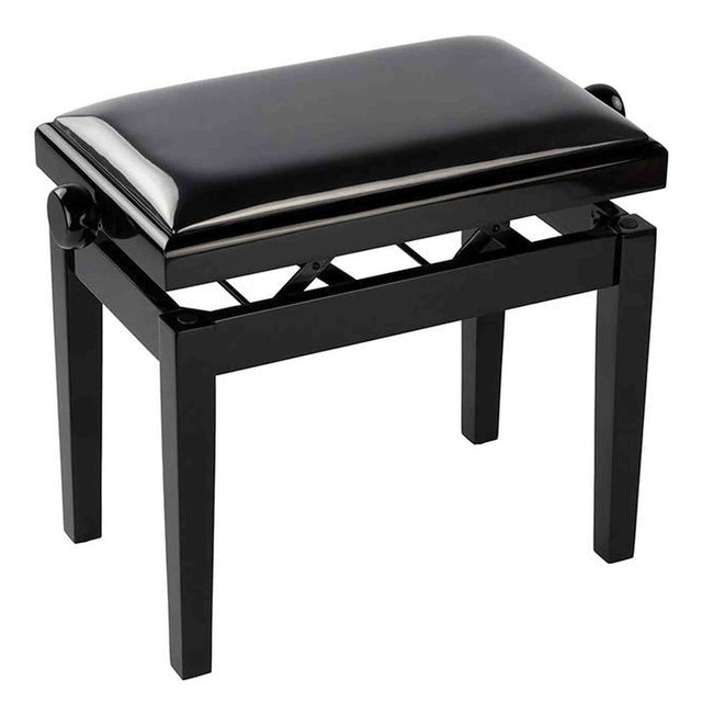 Boston PB2/2025 pianobank Deluxe – verstelbare zitting, dubbelkruis, hoogglans zwart met skai bekleding