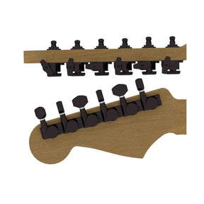 Hipshot HS6K1EL0BST Gitaar tuner upgrade kit, 6 inline Grip-Lock, closed staggered zwart