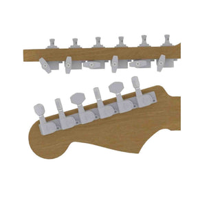 Hipshot HS6K1EN0SST Gitaar tuner upgrade kit, 6 inline classic, closed satin staggered