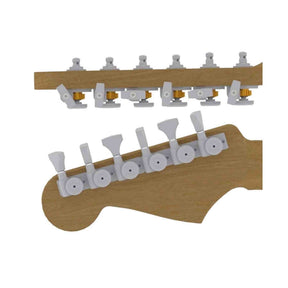 Hipshot HS6K1GL0SST Gitaar tuner upgrade kit, 6 inline Grip-Lock, open satin staggered