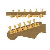 Hipshot HS6K1GN0GST guitar tuner upgrade kit, 6 in line classic, open gold staggered